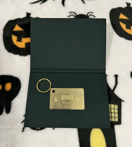 Limited Edition 2024 Starbucks WICKED Gold Metal Gift Card Keychain Emerald Card - Sold on eBay October 28th, 2024 for $79.99