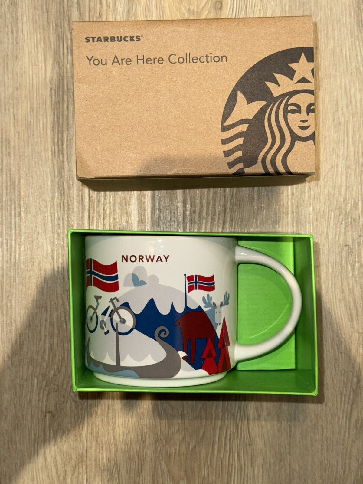 Starbucks YAH You Are Here Coffee Mug Norway (Full-Size 14 Oz) NIB - Sold on eBay February 22nd, 2025 for $66.00 (9 bids) 