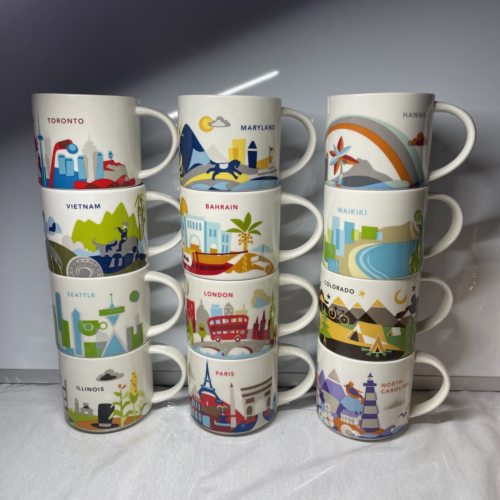 (12) Starbucks 14oz You Are Here Collection Mug Lot Of 12 - London Paris Vietnam - Sold on eBay March 13th, 2025 for $144.50