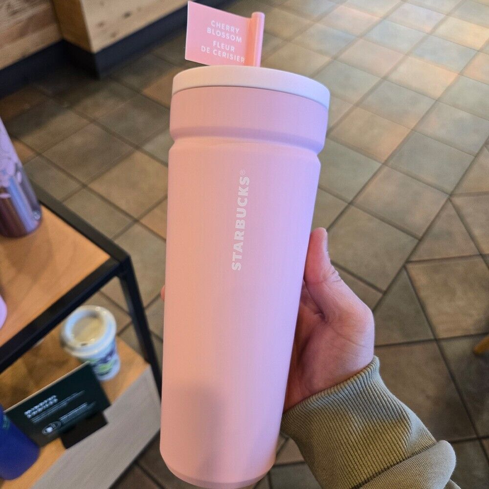 Starbucks 2025 CHERRY BLOSSOM Twist-to-Seal vacuum insulated cold cup 24oz - Sold on eBay March 27th, 2025 for $99.00
