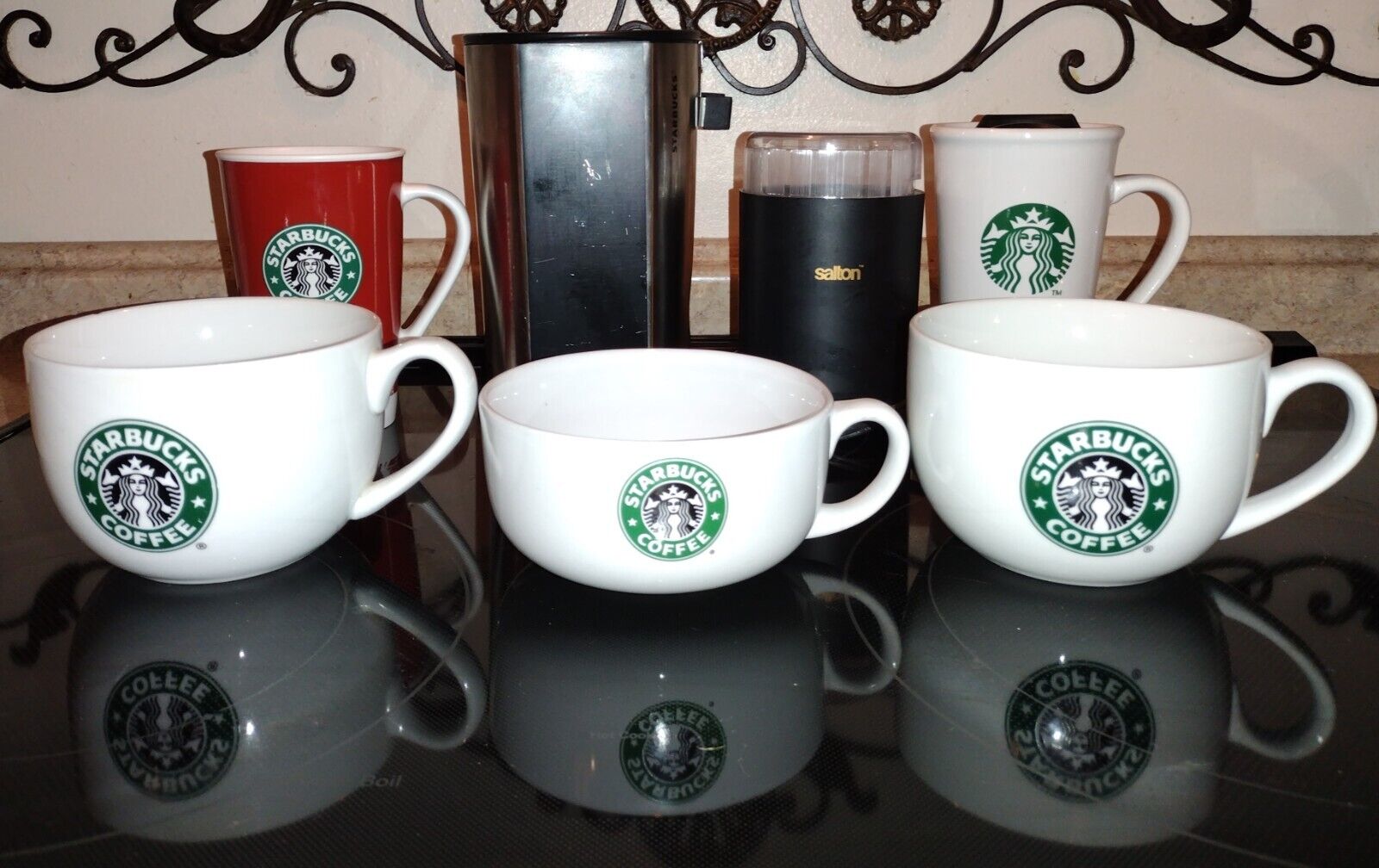 Starbucks Huge Oversized Ceramic Soup Coffee Mug Cup Canister Grinder Lot 7pc - Sold on eBay January 30th, 2025 for $89.98
