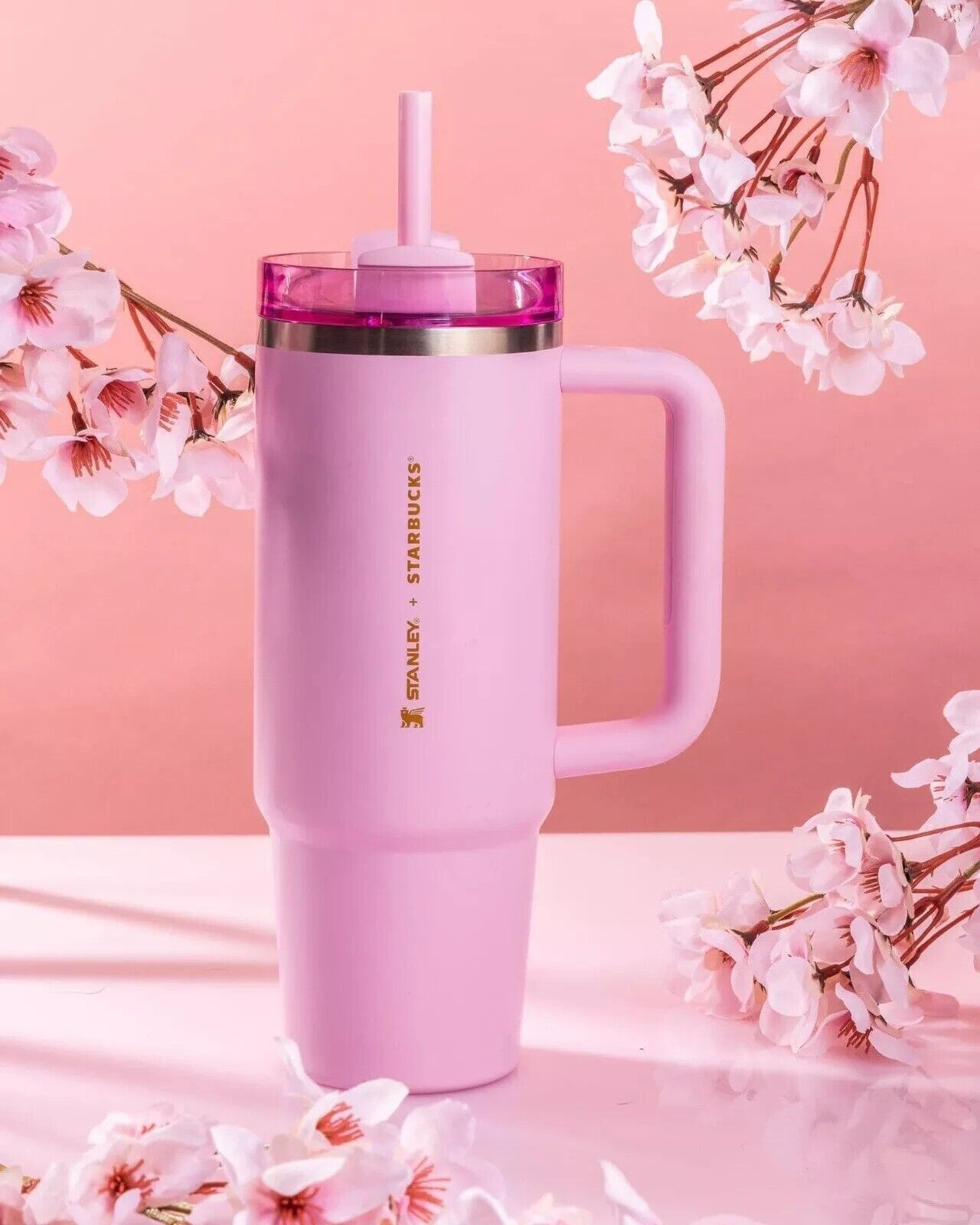 Stanley X Starbucks Limited Pink Cherry Blossom 40oz Tumbler Flowstate H2.0 - Sold on eBay March 26th, 2025 for $79.00