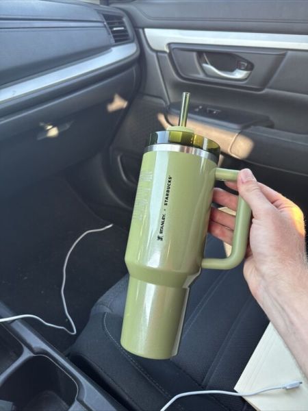 Starbucks Olive Green Pearl Stanley 40oz Tumbler Glitter Fall Release 2024 New - Sold on eBay August 30th, 2024 for $79.99