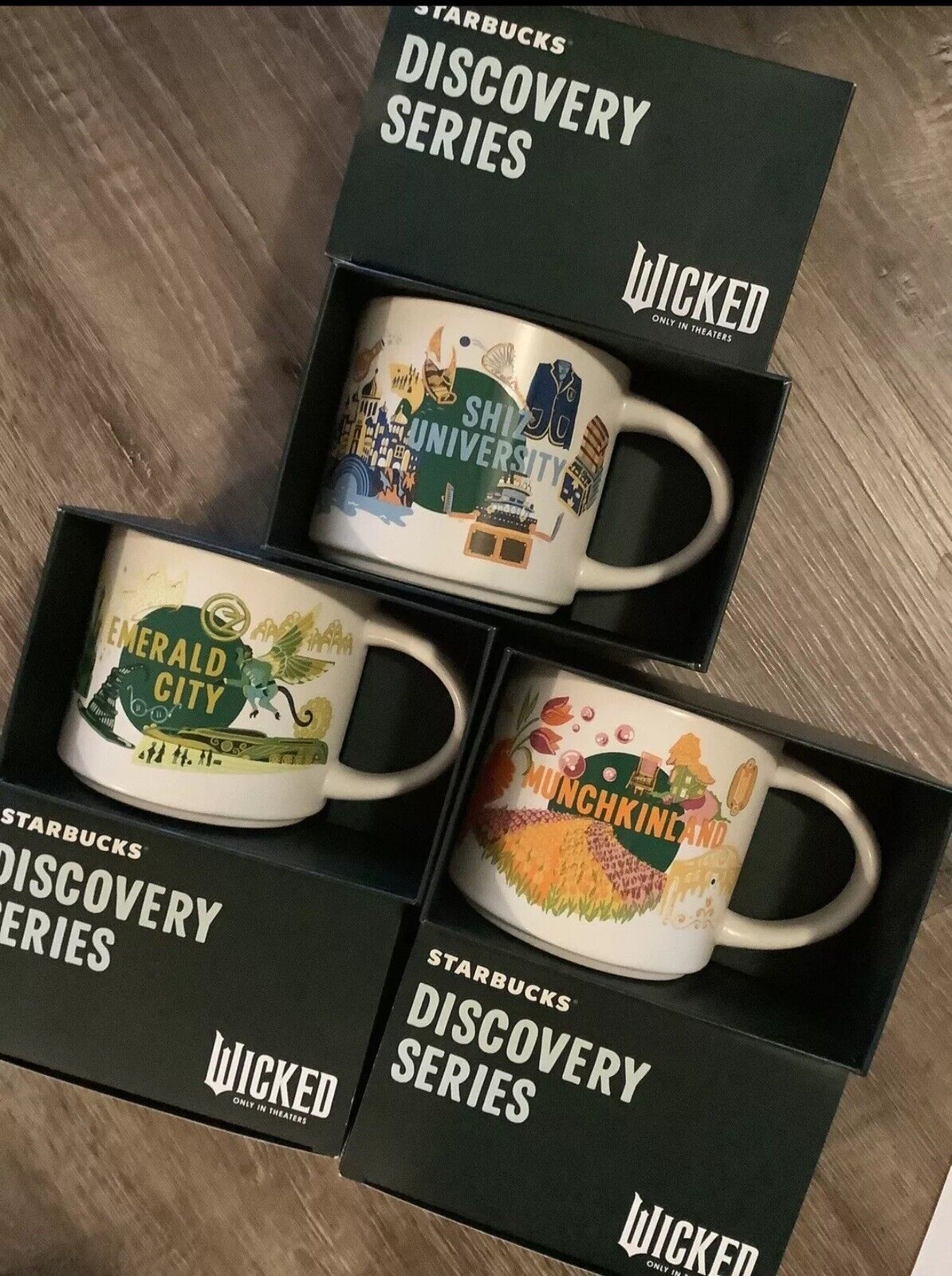 WICKED Starbucks Discovery Series 3 Mugs Munchkinland Universal Studios Florida - Sold on eBay November 13th, 2024 for $174.99
