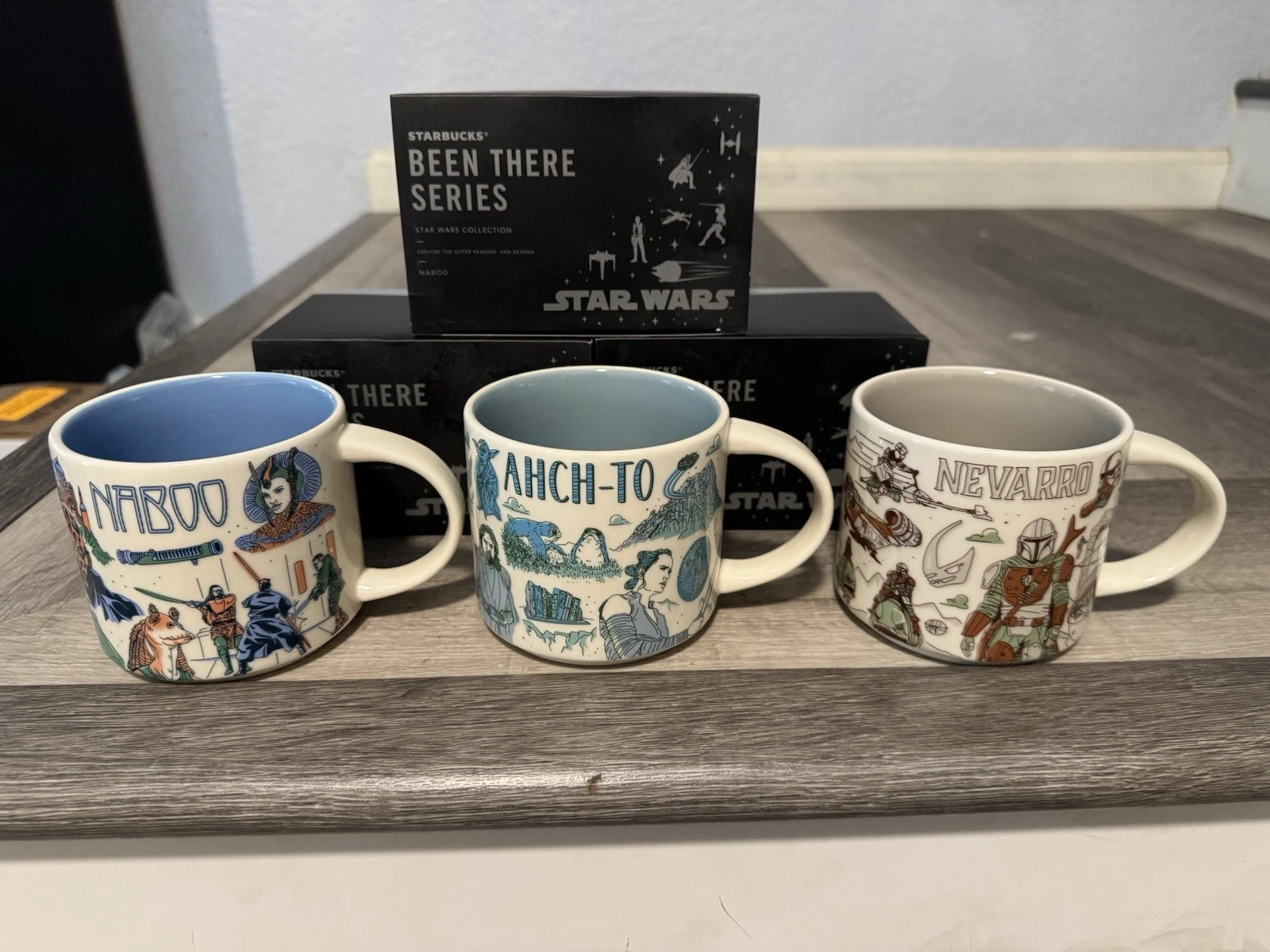 STAR WARS DISNEY STARBUCKS NABOO, NEVARRO, AHCH-TO Been There mugs set 2022 NIB - Sold on eBay May 9th, 2025 for $110.00