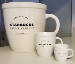 NEW Starbucks 2016 Abbey Classic Ceramic Mug Set (Giant 138oz, 16oz, and 3oz.) - Sold on eBay April 18th, 2024 for $340.00 (2 bids) 