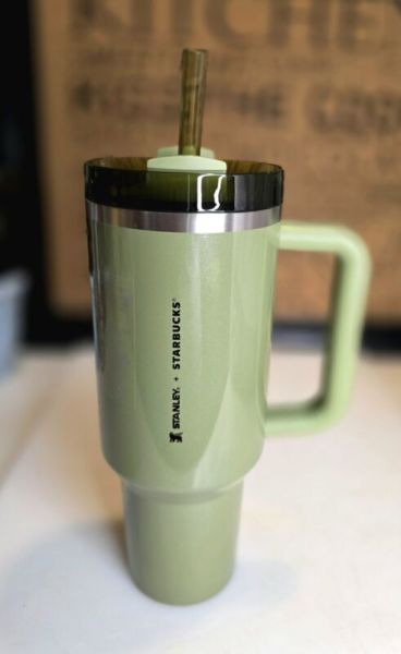 Starbucks Olive Green Pearl Stanley 40oz Tumbler Glitter Fall Release 2024 New - Sold on eBay September 27th, 2024 for $85.00