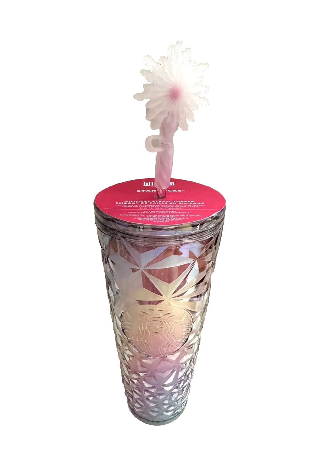 2024 Wicked + Starbucks - Glinda Prism Cold Cup + Straw Topper - 24 oz - Sold on eBay December 19th, 2024 for $76.00 (18 bids) 