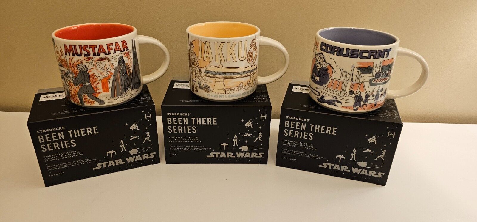 2023 Star Wars Starbucks Mug Set Jakku Mustafar Coruscant Disney NEW IN BOXES - Sold on eBay March 11th, 2025 for $94.99