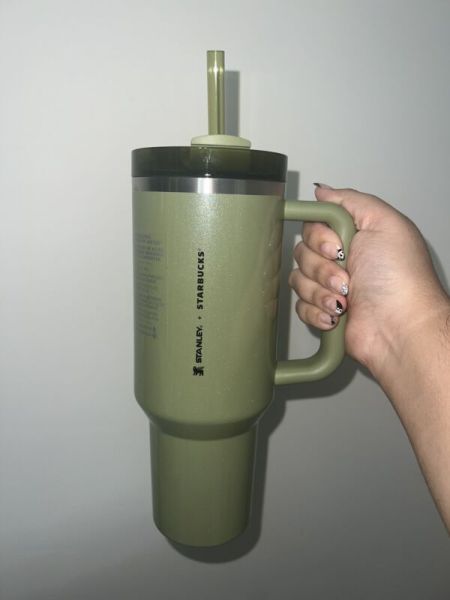 Starbucks Olive Green Pearl Stanley 40oz Tumbler Glitter Fall Release 2024 New - Sold on eBay August 22nd, 2024 for $85.00