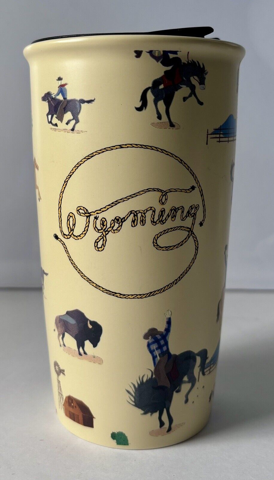 2016 Starbucks Wyoming 12oz Ceramic Travel Mug - Western Cowboy Design, Rare - Sold on eBay January 25th, 2025 for $79.95