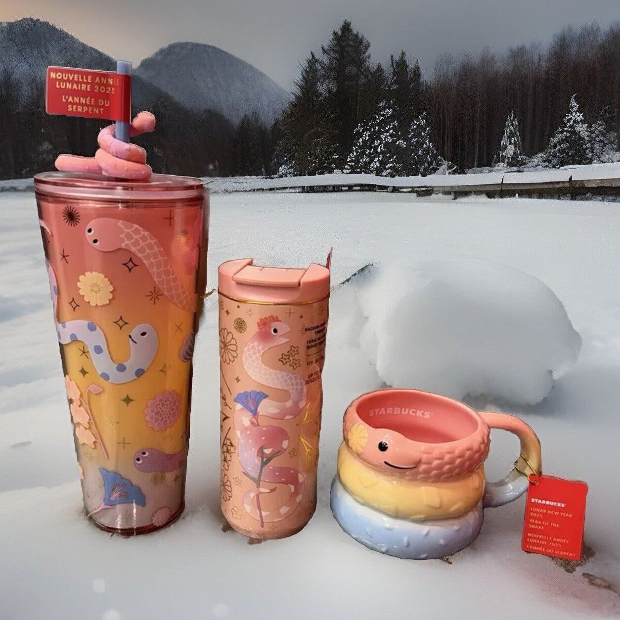 2025 Starbucks Lunar New Year of the Snake FULL COLLECTION LOT Of 3 Lunar NEW - Sold on eBay January 10th, 2025 for $139.00