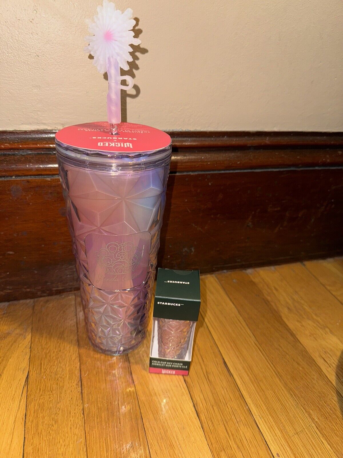 Starbucks Wicked GLINDA Pink Prism Tumbler Wand Straw & Keychain Ornament 2024 - Sold on eBay November 29th, 2024 for $94.99