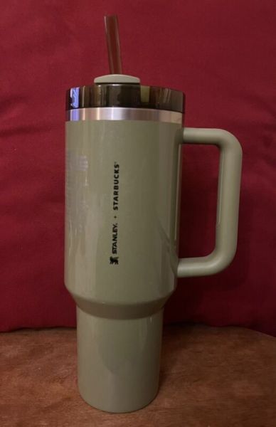 Stanley x Starbucks Olive Green Pearl 40oz Tumbler Glitter Fall 2024 New - Sold on eBay October 27th, 2024 for $80.00