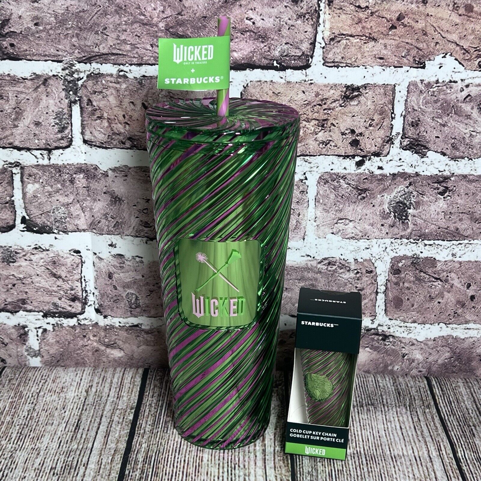 NWT 2024 Starbucks Wicked Target Swirl Pink & Green LE Tumbler & Keychain - Sold on eBay December 7th, 2024 for $94.99