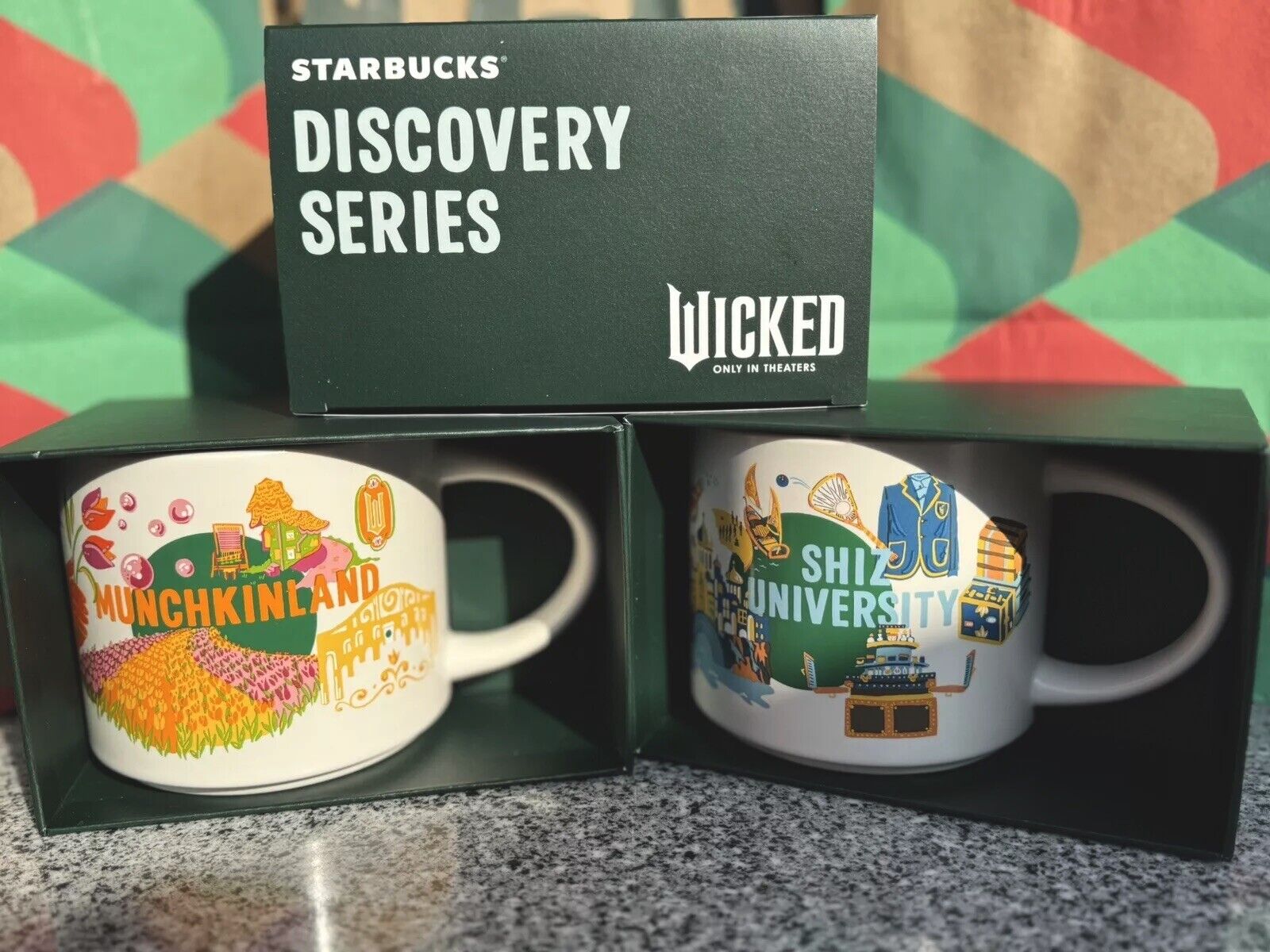 PAIR Universal Studios Starbucks 2024 Wicked Munchkinland & Shiz Uni. - Sold on eBay December 15th, 2024 for $115.00