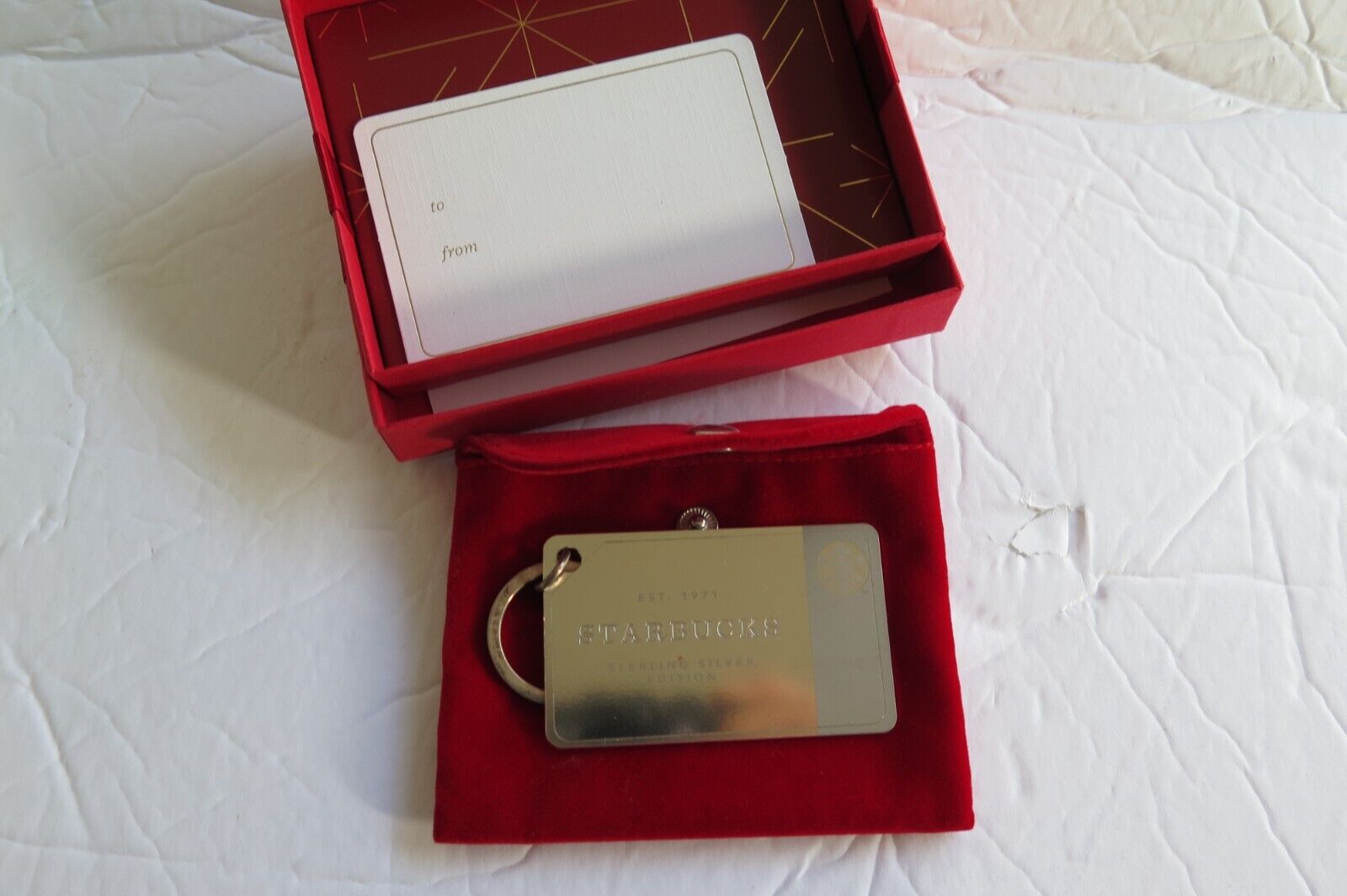 STARBUCKS Limited Edition 2014 Sterling Silver Key Chain Gift Card New in Box - Sold on eBay January 19th, 2025 for $219.00