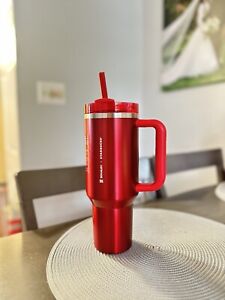 Starbucks + Stanley Holiday 2023 Collab (40 oz) Red Tumbler Mug IN HAND NEW - Sold on eBay November 22nd, 2023 for $142.50 (12 bids) 