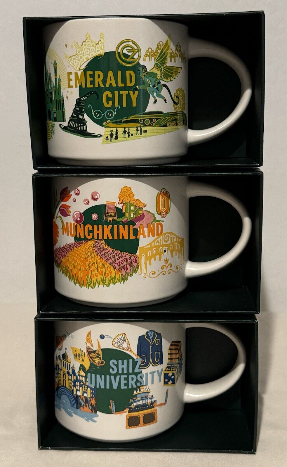 Starbucks Wicked Movie Discovery Series 3 Mug Set Universal Emerald City Shiz - Sold on eBay November 26th, 2024 for $185.00