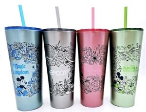 2023 Disney Park Metal Tumbler Starbucks Kingdom Epcot Hollywood 4 Icons Set New - Sold on eBay December 5th, 2023 for $200.00