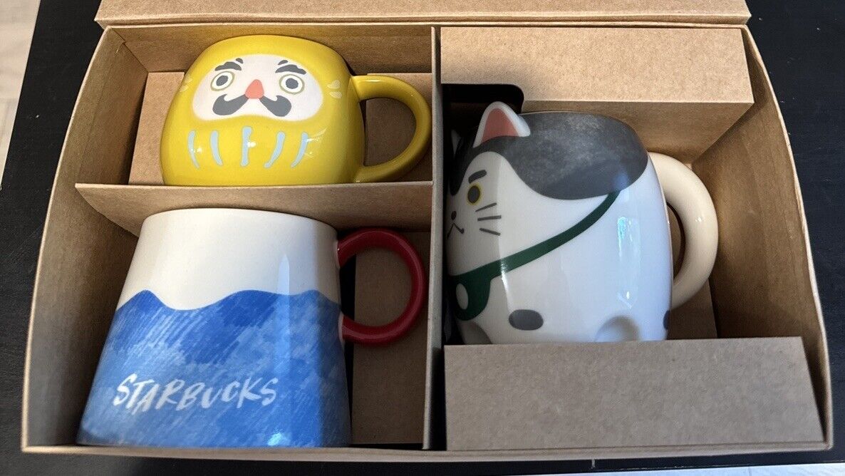 Starbucks Japan 2024 New Mug Set Of 3 Mt. Fuji Daruma Komainu Set - Sold on eBay December 7th, 2024 for $85.00