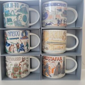 6 Starbucks 2022-23 Disney StarWars BTS Mugs Ahch-to Mustafar Naboo Nevarro more - Sold on eBay February 24th, 2024 for $224.99