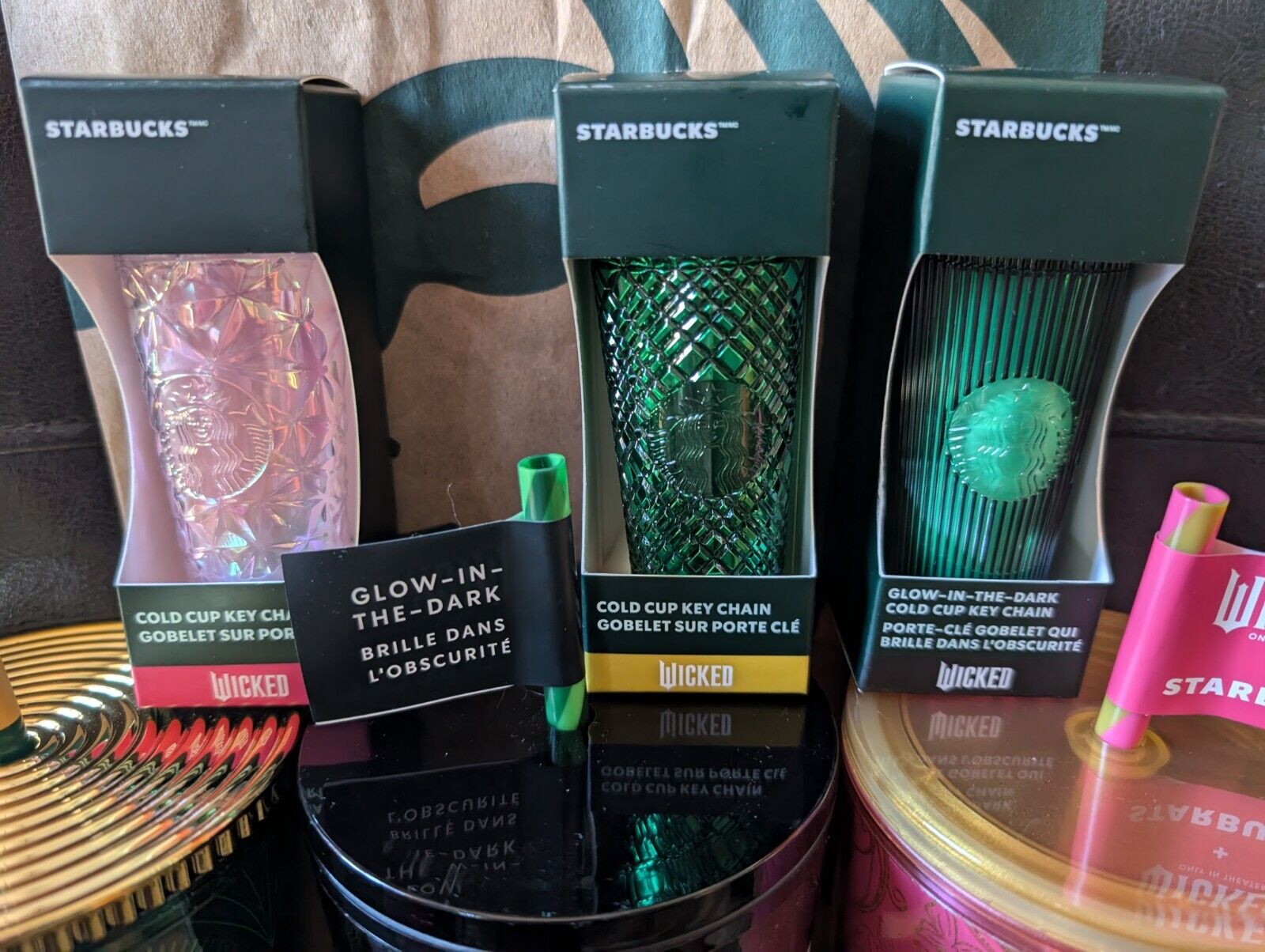 WICKED x Starbucks LE 3 Key Chains Elphaba, Emerald City, and Glinda Design - Sold on eBay January 8th, 2025 for $74.99
