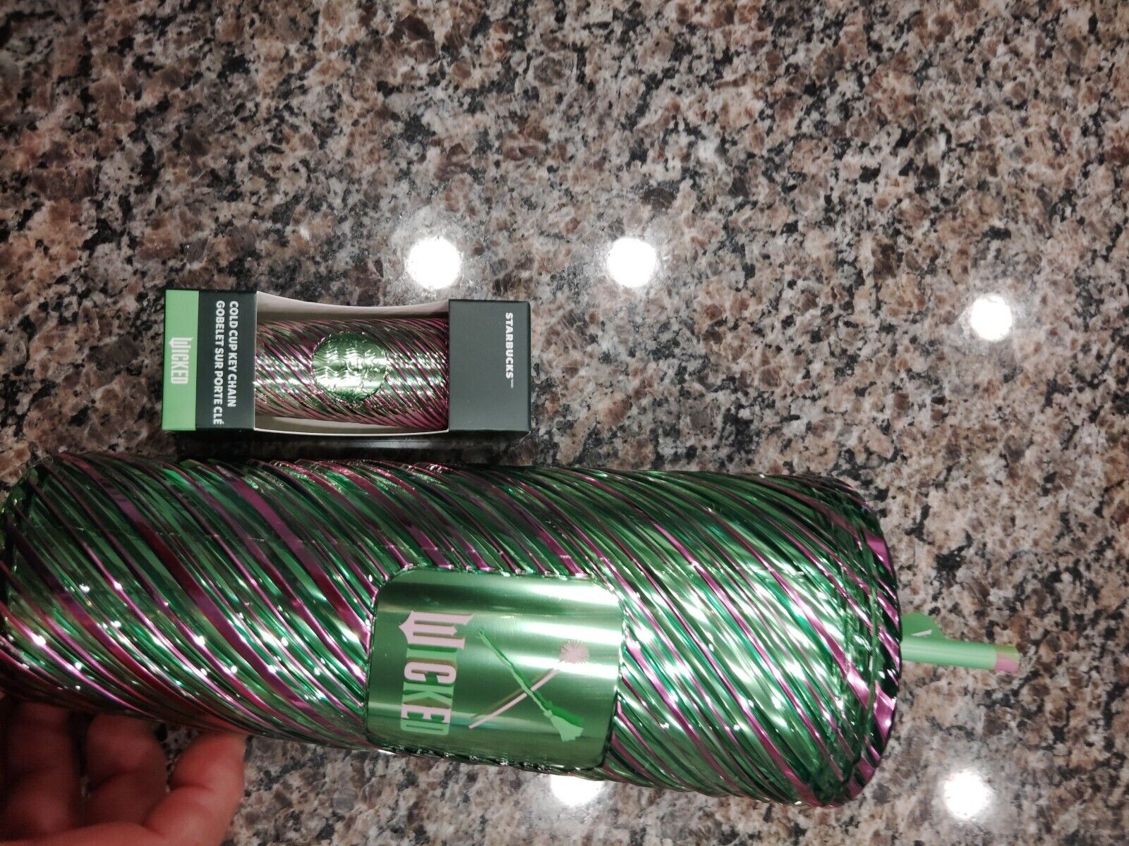 Starbucks Wicked 24oz. Cold Cup Pink and Green Swirl Tumbler + Mini Keychain! - Sold on eBay December 2nd, 2024 for $84.84