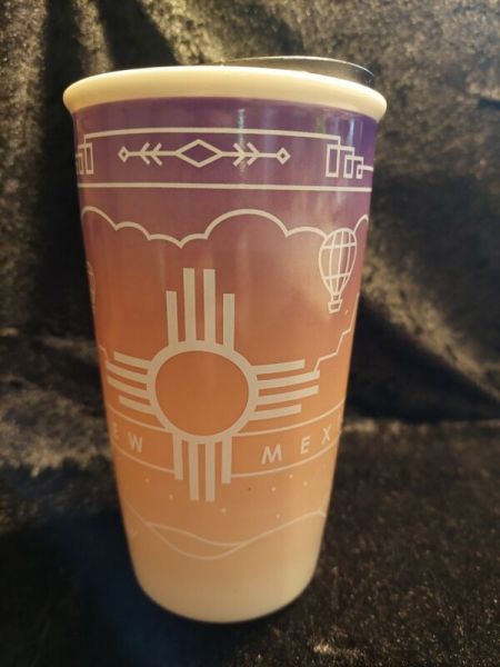2016 Starbucks New Mexico Ceramic Tumbler w/Lid 12 oz Purple Ombre Travel Coffee - Sold on eBay October 7th, 2024 for $149.99