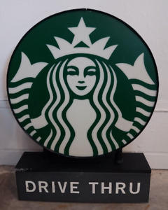 Vintage Real Starbucks Coffee 18 inch Round 25 inch Tall Drive Thru Sign Top - Sold on eBay August 21st, 2023 for $149.99