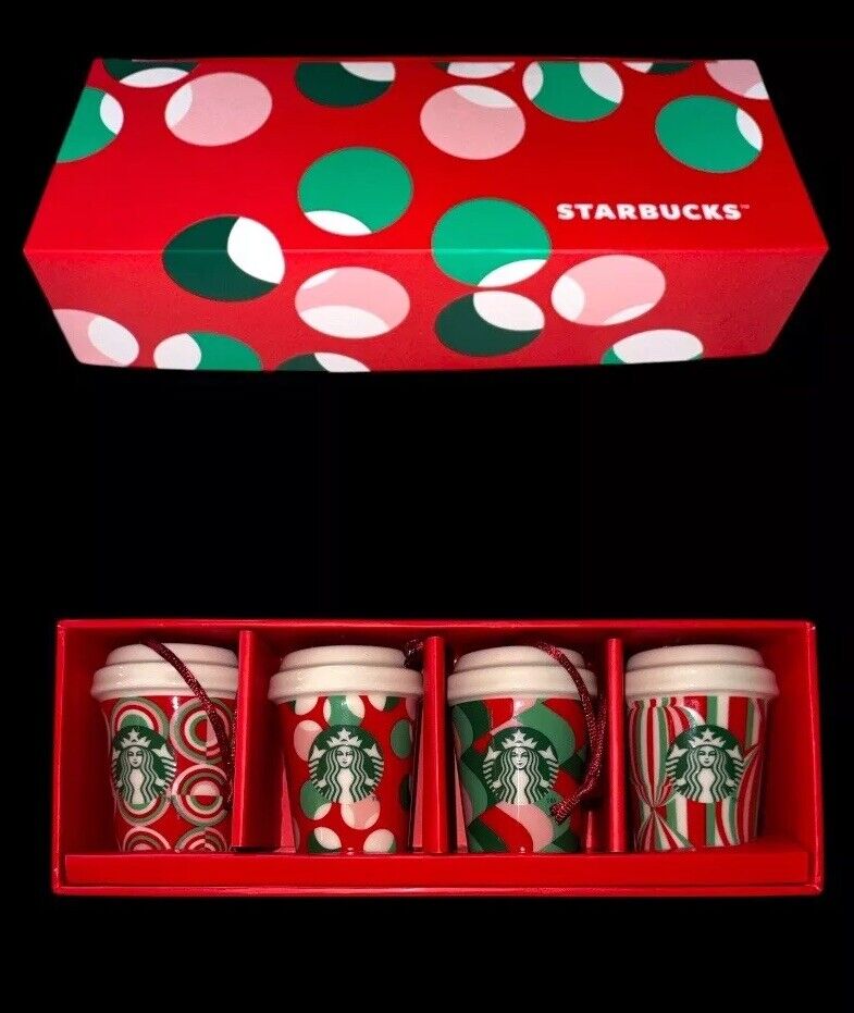 Starbucks Christmas Holiday Red Cup Ornaments Gift Set of 4 - Sold on eBay December 14th, 2024 for $88.88