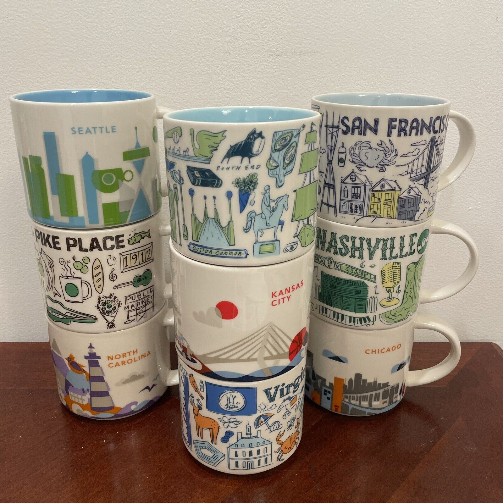 Starbucks You Are Here & Been There 14 oz Mugs Cities States Lot of 9 USED - Sold on eBay March 26th, 2025 for $101.50