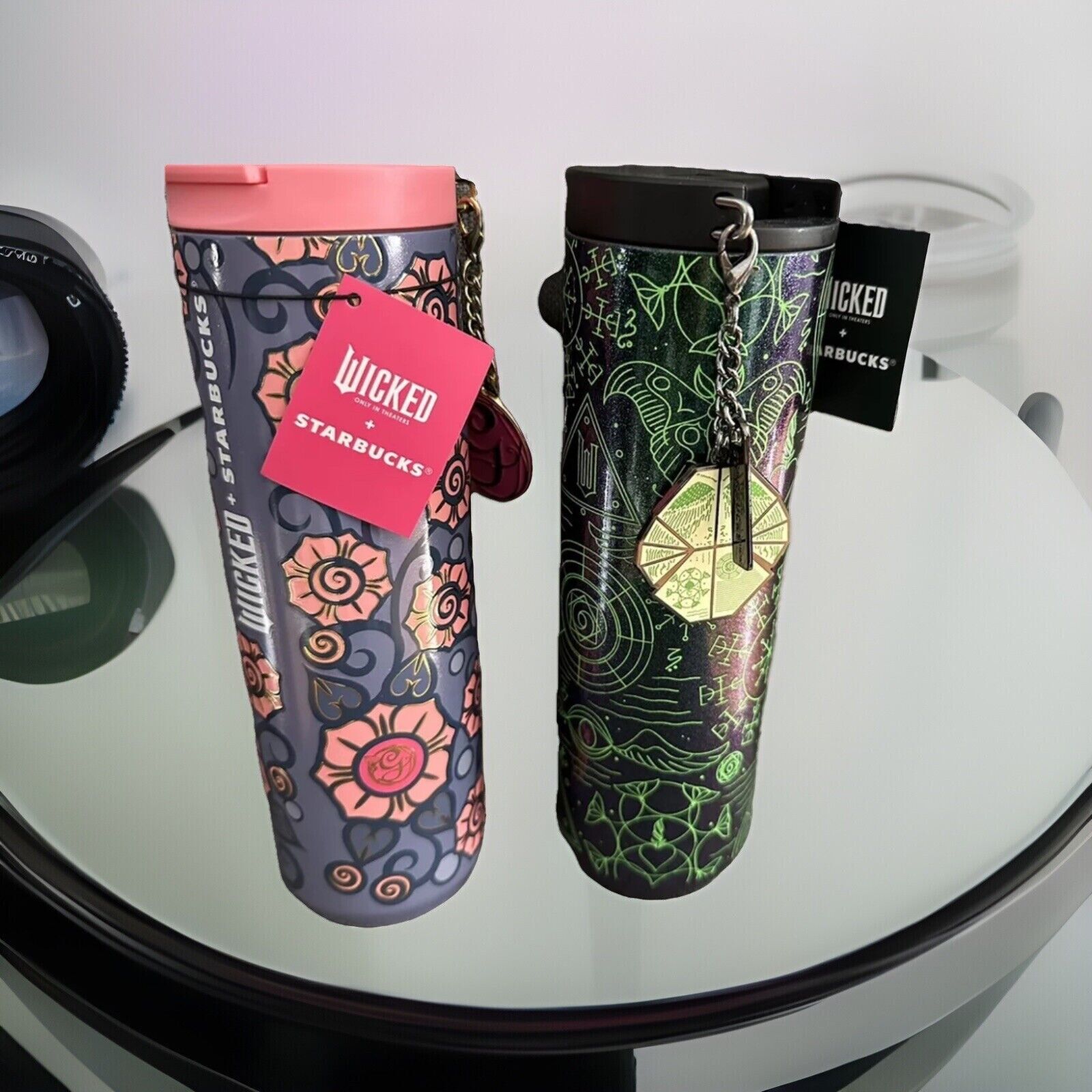 NEW (Lot of 2) 1 Starbucks 16 oz Wicked Glinda AND 1 Elphaba Tumbler W/ Charm. - Sold on eBay February 1st, 2025 for $108.00