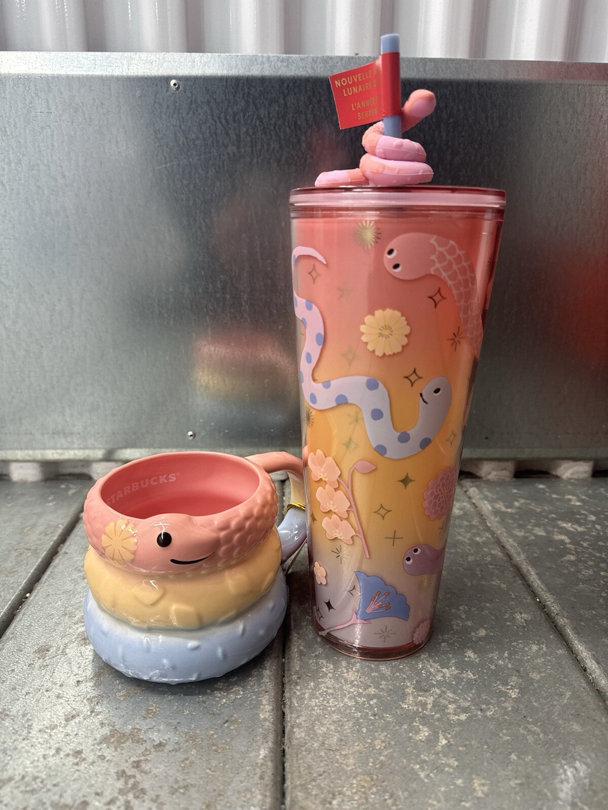 NEW 2025 Starbucks Lunar New Year of Snake Straw Topper, TUMBLER & MUG 2 Pcs Cup - Sold on eBay March 15th, 2025 for $69.96
