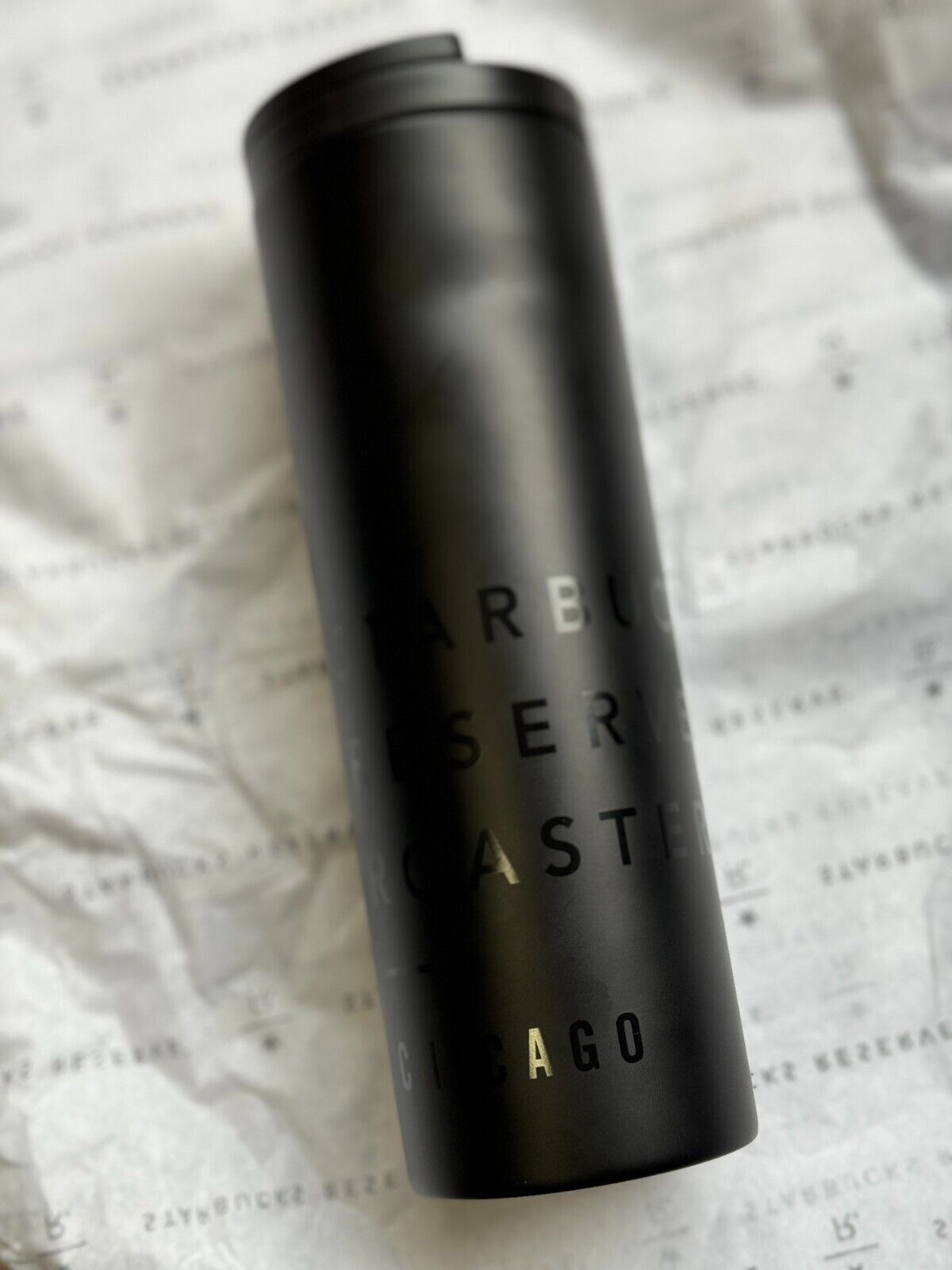 Starbucks Roastery Reserve Chicago Black Matte Stainless Steel Tumbler Mug 16 oz - Sold on eBay March 31st, 2025 for $70.00