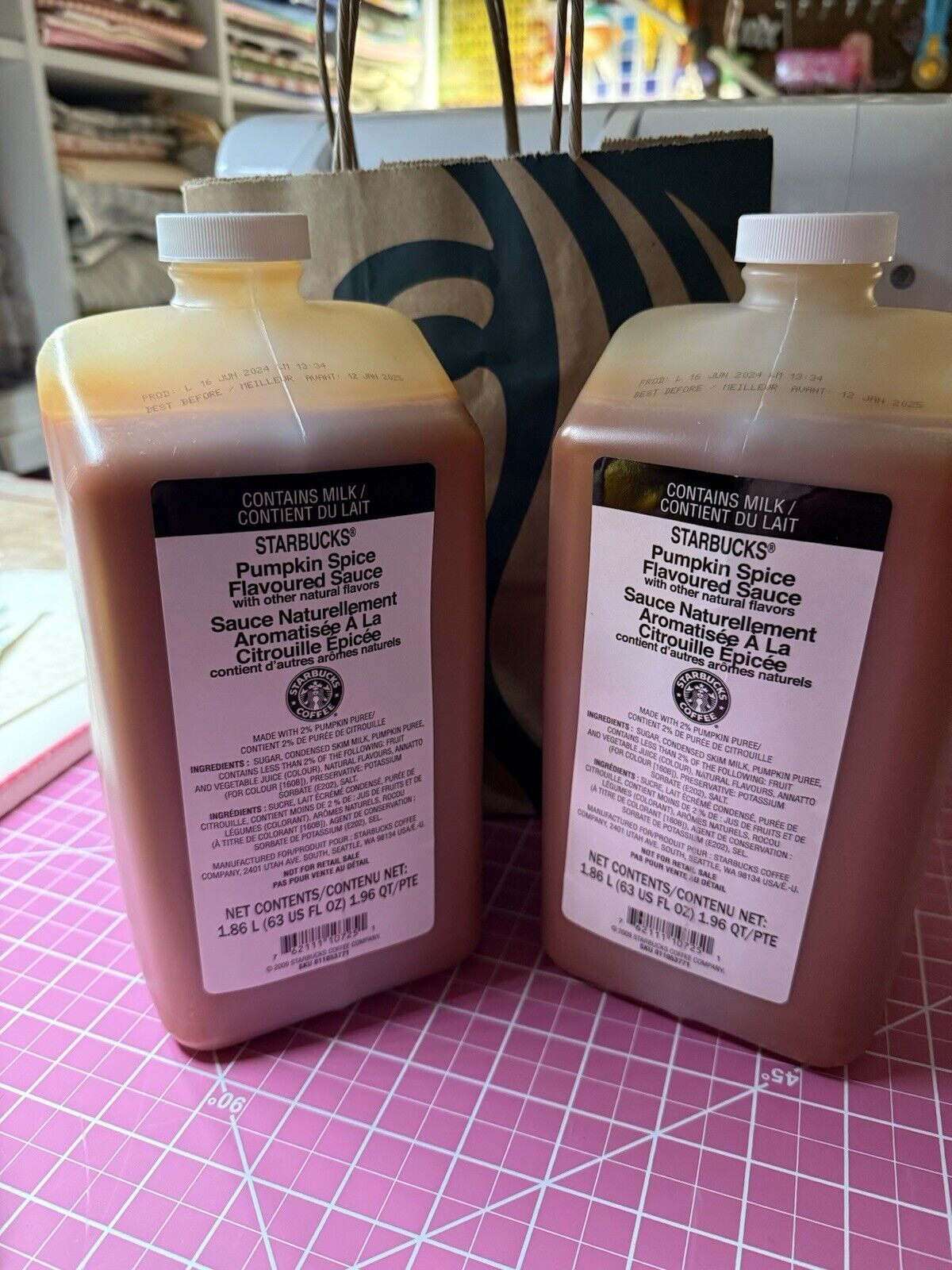 Two (2) Starbucks Pumpkin Spice Syrup Best Before 01/12/2025 - Sold on eBay December 24th, 2024 for $75.00