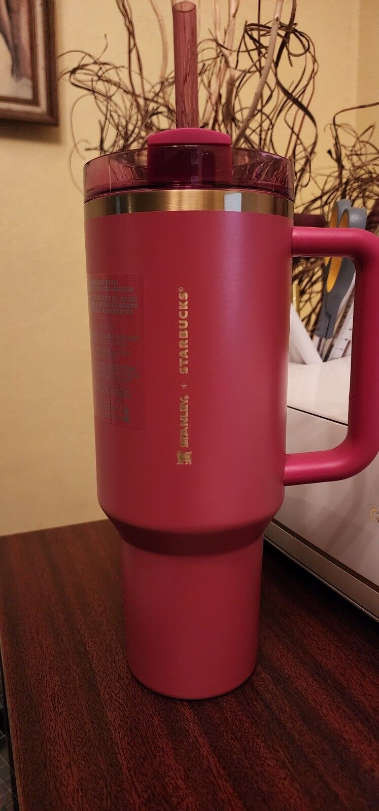 Stanley x Starbucks Stanley Tumbler Berry Pink Glitter 40 Oz NEW 2024 Holiday - Sold on eBay January 31st, 2025 for $65.00