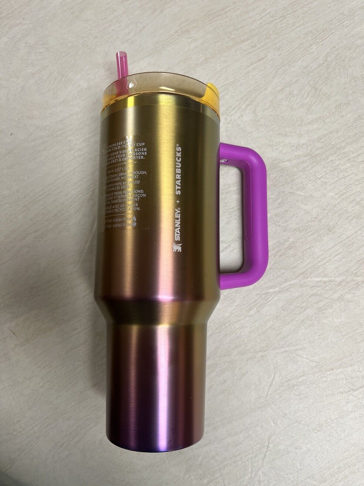 LIMITED EDITION  Stanley x Starbucks 40oz Summer Sunset Gradient Gold And Pink - Sold on eBay March 31st, 2025 for $65.00