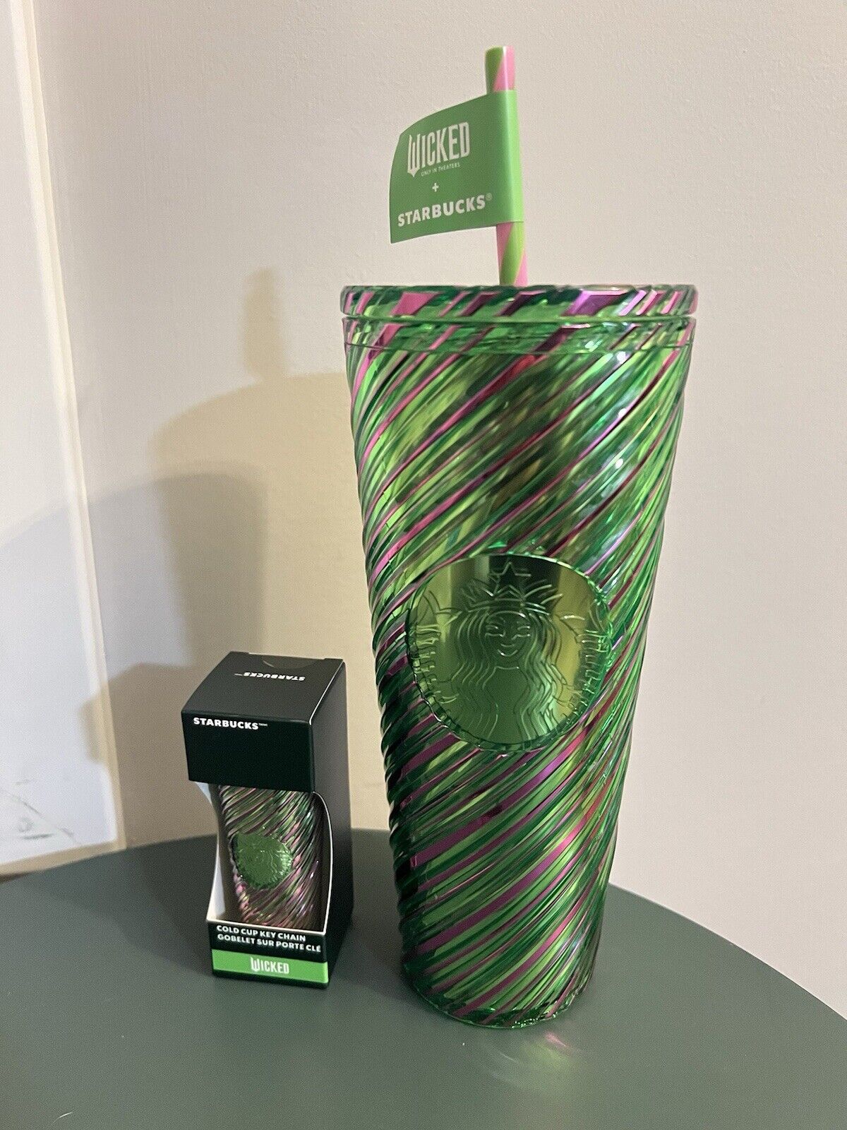 Starbucks Wicked 24oz. Cold Cup Pink and Green Swirl Tumbler + Mini Keychain! - Sold on eBay January 2nd, 2025 for $99.95