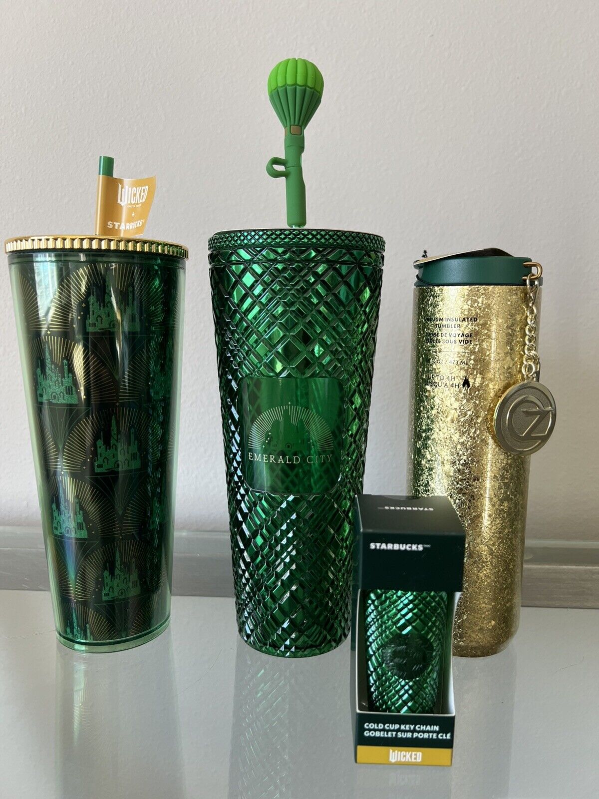 STARBUCKS WICKED TUMBLERS, COLD CUPS and KEY CHAINS Emerald City Collection Only - Sold on eBay January 29th, 2025 for $159.95