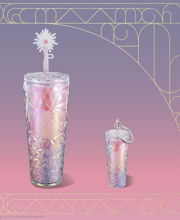 Starbucks Wicked Pink Crystal Glenda Cold Shimmer Cup & Keychain Limit Ed 2024 - Sold on eBay December 4th, 2024 for $100.00