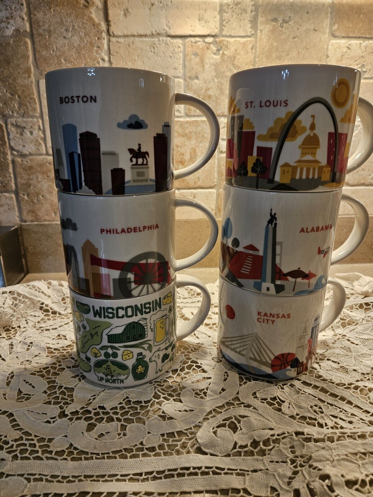 LOT of 6 "YOU ARE HERE" Starbucks Mugs AL, WI, KS, PA, MA, MO Excellent - Sold on eBay January 3rd, 2025 for $60.00