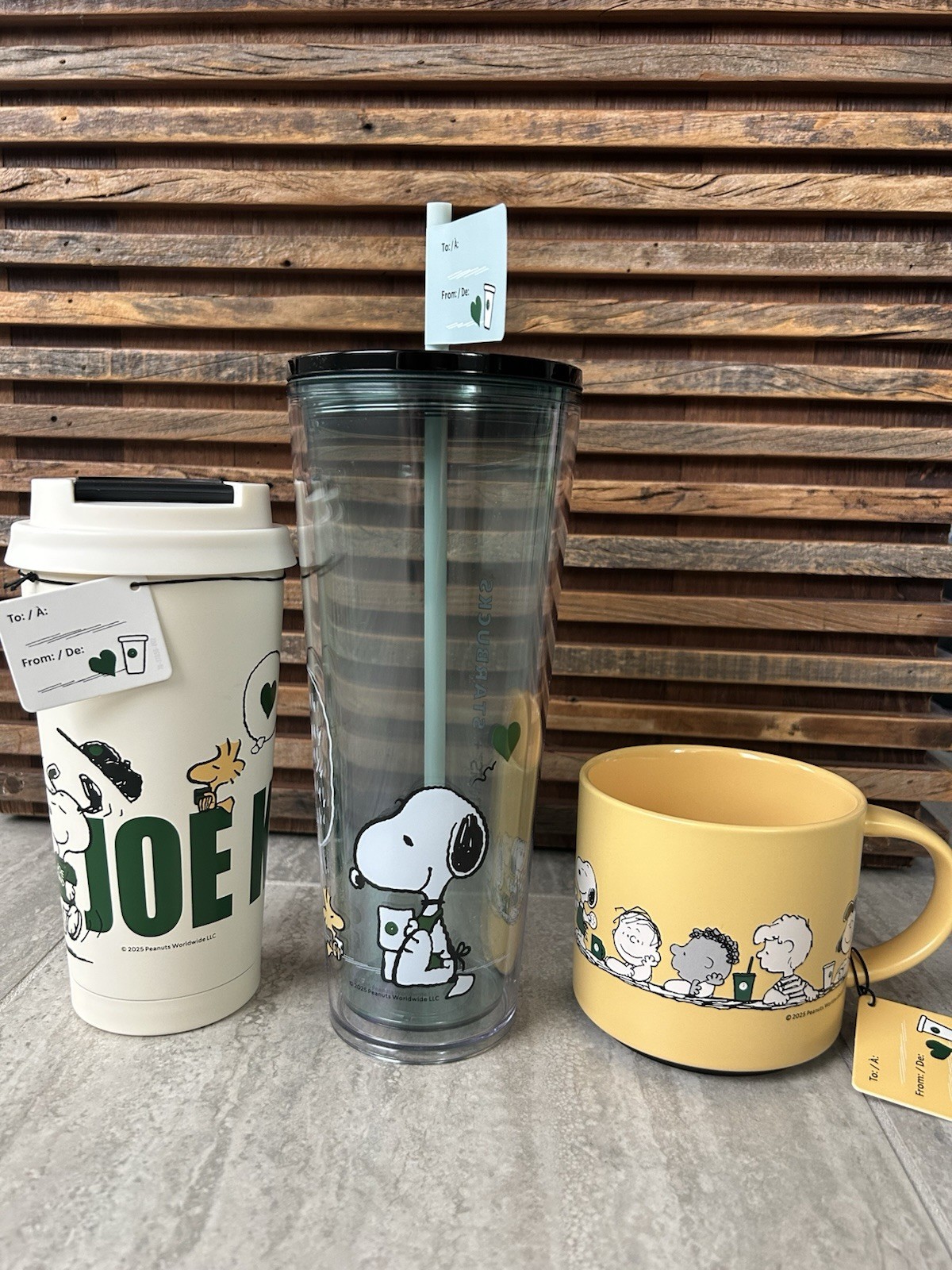 STARBUCKS PEANUTS 2025 Joe Kind Snoopy TUMBLER+ COLD CUP + Ceramic Mug, 3 pc set - Sold on eBay March 26th, 2025 for $159.00
