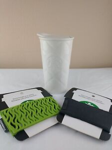 Starbucks 2012 White Porcelain Tumbler Embossed Siren Quilted Pattern w/ Sleeves - Sold on eBay November 17th, 2023 for $226.99
