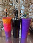 NWT Starbucks 2024 Halloween Cup Bundle: Pleated Glow, Skull Jewel & Drip Black - Sold on eBay April 1st, 2025 for $125.00