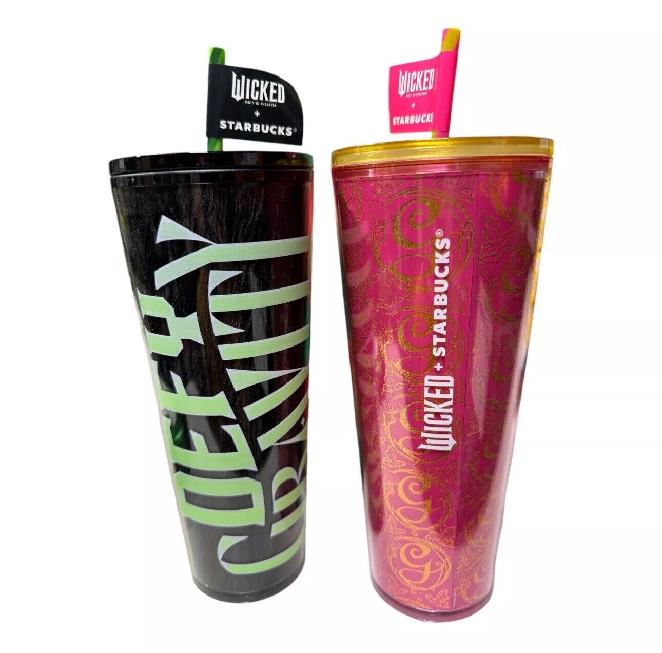 NEW Wicked Starbucks Cold Cup Set Of 2 FAST SHIPPING Glinda Elphaba Glow IN HAND - Sold on eBay January 29th, 2025 for $89.99