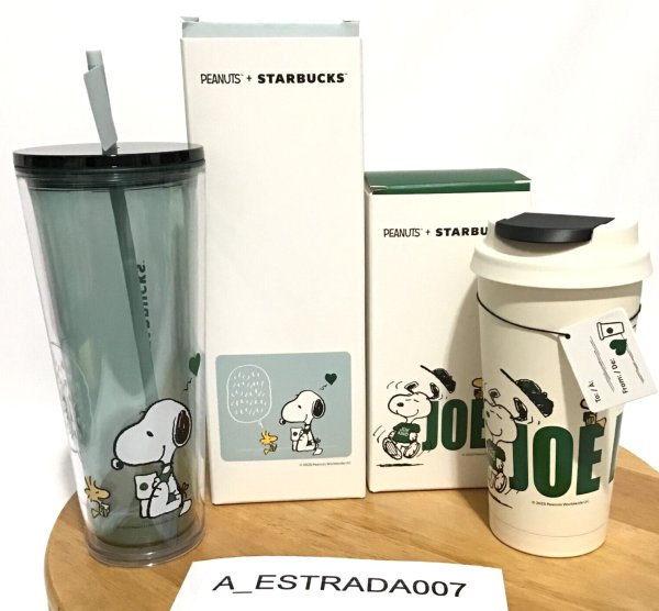 2025 Starbucks Peanuts Plastic Cold Cup &Tumbler SET 2pc Snoopy Limited Edition