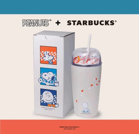 Starbucks Peanuts Snoopy White Cold Cup Tumbler w/ Straw 16oz. (US SELLER) - Sold on eBay December 6th, 2024 for $99.99