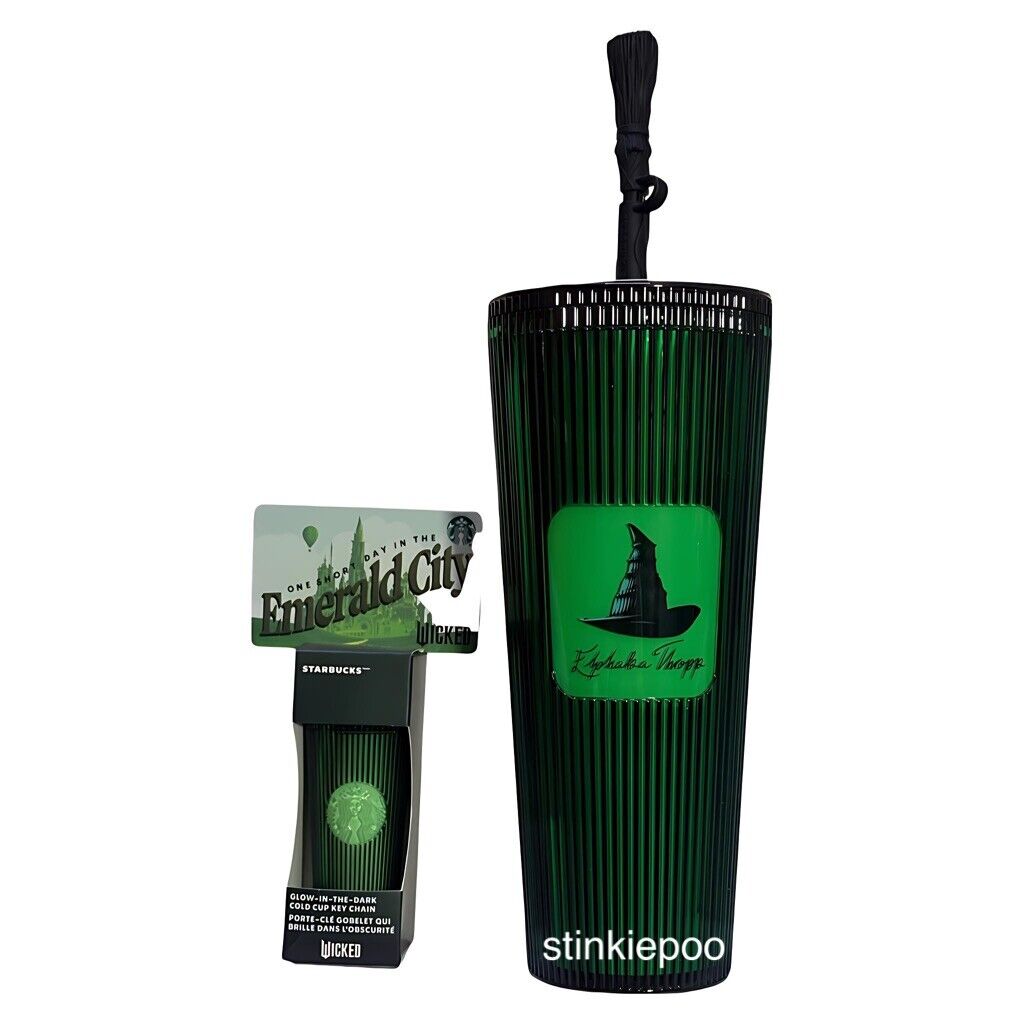 STARBUCKS WICKED GLOW IN THE DARK ELPHABA TUMBLER STRAW TOPPER KEYCHAIN GIFTCARD - Sold on eBay February 1st, 2025 for $99.00