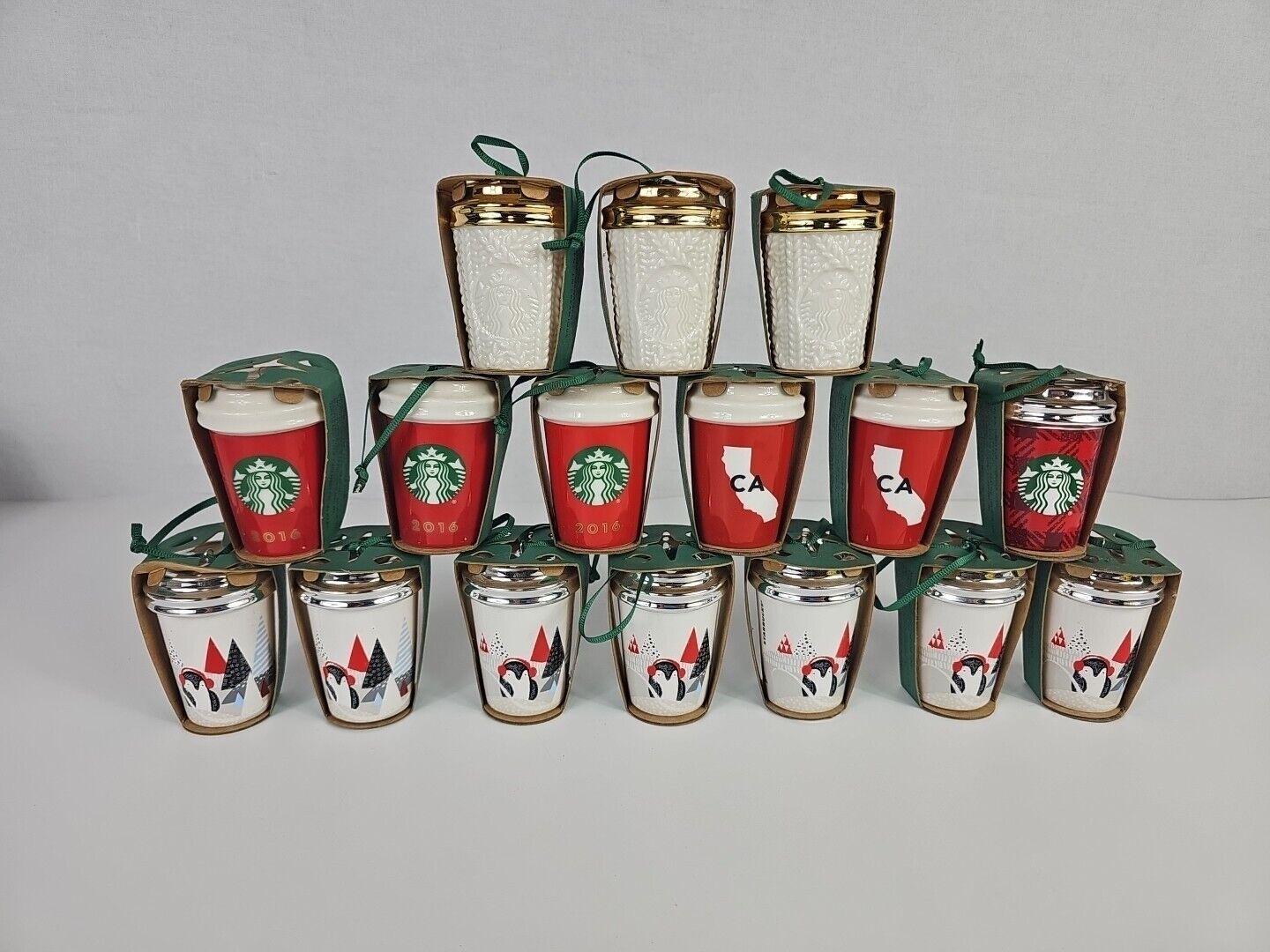 16x Starbucks Penguin CA Sweater Coffee Cup Christmas Ornament 2016 Tumbler Lot - Sold on eBay December 8th, 2024 for $110.50